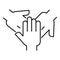 Hands help cooperation icon, outline style