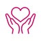 Hands Hold Heart Icon Vector. Outline Hands Hold Heart Sign