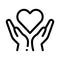 Hands Hold Heart Icon Vector Outline Illustration