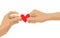 Hands hold a small red Heart. Cute illustration for Valentine\\\'s day.