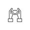Hands hold tooth outline icon