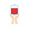 Hands holding blood bag. Donation abstract concept vector.