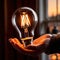 Hands holding bright glowing lightbulb, a metaphor for grapsing inspiration and future ideas
