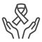 Hands holding cancer tape line icon, World cancer day concept, World Aids Day sign on white background, cancer tape on