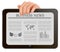 Hands holding digital tablet pc with business news