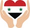 Hands holding a heart with a flag of Syria