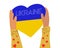 Hands holding a heart in the shape of the Ukrainian flag. Supporting the people against the war. Let there be peace. flat vector