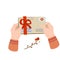 Hands holding letter. Envelope with greeting. Cute illustration of postcrossing. Handmade paper.