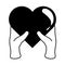Hands holding love heart feeling charity donation care linear style icon