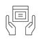 Hands holding parcel box icon, protect your goods, delivery shop