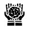 hands holding peat glyph icon vector illustration