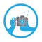 Hands Holding Photo Camera Photography Flat Design Icon.