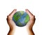 Hands holding planet earth