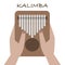 Hands holding and play Kalimba  Mbira or thumb piano