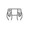 Hands Holding Portable Game Pad line icon