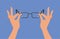 Hands Holding Prescription Eyeglasses Eye Care Vector Concept Illustration