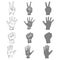 Hands holding protect giving gestures icons set isolated vector illustration