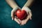 hands holding red heart, health care, love, organ donation, mindfulness, wellbeing, family insurance and CSR concept