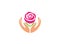 Hands holding rose for logo design