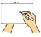 Hands holding tablet, stylus pen, illustration image,