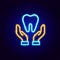 Hands Holding Tooth Neon Sign