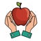 Hands holds apple nutrition design