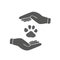 Hands Holds Paw Icon, Dogs Paw Icon Vector Illustration