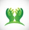 The hands of hope icon, green vector symbol