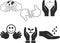 Hands icon, Finger black vector icon set