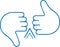 Hands icon, Finger blue vector icon