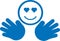 Hands icon, Finger blue vector icon