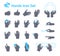 Hands icon set for website or application. Flat design