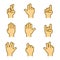 Hands Icons Set on White Background. Vector