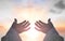Hands of Jesus Christ silhouette