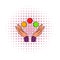 Hands juggling balls comics icon