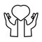 Hands lifting heart love symbol line style icon