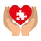 Hands lifting heart with puzzle attached solution