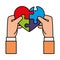 Hands lifting heart with puzzle attached solution