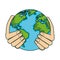 Hands lifting world planet earth