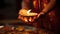 hands lighting diwali oil lamp ritual