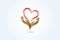 Hands and love heart logo vector