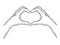 Hands making heart sign sketch engraving vector