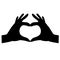 Hands making heart on white background. formatting a heart symbol. flat style