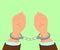 Hands in Metal Handcuffs Flat Vector Illustration