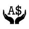 Hands and money currency AUSTRALIA DOLLAR sign