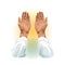 Hands of a Muslim who prays, flat  on a white background. For Hajj, Umrah, Ramadan, Arafat, Prayer. Vector illustration