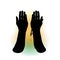 Hands of a Muslim who prays, the  on a white background. For Hajj, Umrah, Ramadan, Arafat, Prayer. Vector illustration