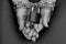 Hands of an old woman 90 years close up. The key and lock in the hands of an old woman. The old woman`s hands are tied with a