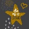 Hands painted greeting card design with text be my star, vector