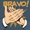 Hands palm applause success text Bravo